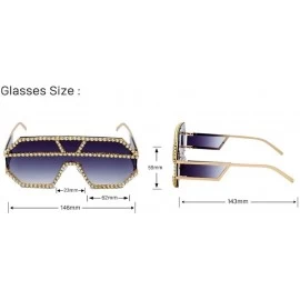 Square Fashion Square Diamond Sunglasses Personality Luxury Metal Frame Rhinestone Glasses - 1 - CA190EX7UM4 $37.92