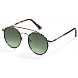 Round Sunglasses Women Men Retro Fashion Round Glasses UV400 Metal Acetate Green - Green - CR18YKT8ETX $15.84