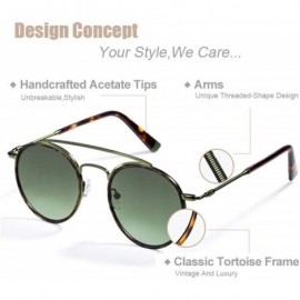 Round Sunglasses Women Men Retro Fashion Round Glasses UV400 Metal Acetate Green - Green - CR18YKT8ETX $15.84