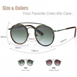 Round Sunglasses Women Men Retro Fashion Round Glasses UV400 Metal Acetate Green - Green - CR18YKT8ETX $15.84