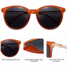 Round Vintage Round Sunglasses for Women Classic Retro Designer Style SJ2120 - C3 Orange Frame/Grey Lens - CI199OOLCEY $13.23