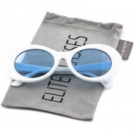 Oval NIRVANA Kurt Cobain Oval Bold Vintage Sunglasses For Women Men Clout Goggle Sunglasses - White-blue - CZ182GQQ2Y5 $19.68