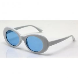 Oval NIRVANA Kurt Cobain Oval Bold Vintage Sunglasses For Women Men Clout Goggle Sunglasses - White-blue - CZ182GQQ2Y5 $11.76