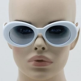 Oval NIRVANA Kurt Cobain Oval Bold Vintage Sunglasses For Women Men Clout Goggle Sunglasses - White-blue - CZ182GQQ2Y5 $11.76