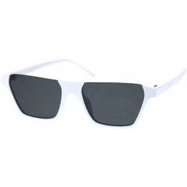 Square Pimp Crop Top Thin Plastic Horn Rectangle Retro Sunglasses - White Black - CV18QT9Q63R $19.60