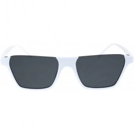 Square Pimp Crop Top Thin Plastic Horn Rectangle Retro Sunglasses - White Black - CV18QT9Q63R $8.21
