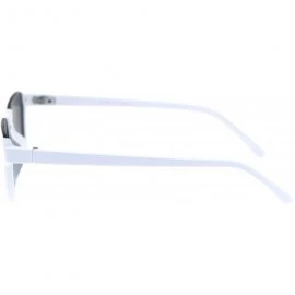 Square Pimp Crop Top Thin Plastic Horn Rectangle Retro Sunglasses - White Black - CV18QT9Q63R $8.21