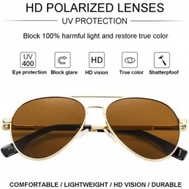 Oversized Polarized Aviator Sunglasses for Men Women Driving Sun Glasses 100% UV Protection- 58MM - A4 Gold/Brown - CC19466I3...