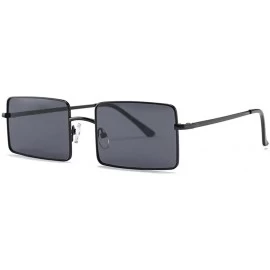 Square Rectangle Sunglasses Male Metal Frame Black Sun Glasses for Women 2018 UV400 - Full Black - C218E5G9Q7G $19.50