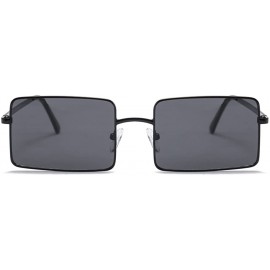 Square Rectangle Sunglasses Male Metal Frame Black Sun Glasses for Women 2018 UV400 - Full Black - C218E5G9Q7G $12.91