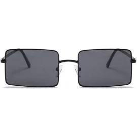 Square Rectangle Sunglasses Male Metal Frame Black Sun Glasses for Women 2018 UV400 - Full Black - C218E5G9Q7G $12.91