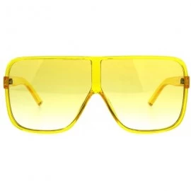 Oversized Womens Super Oversized Fashion Sunglasses Flat Top Square Translucent Frame - Yellow - C718C3LX0C9 $21.02