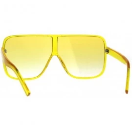 Oversized Womens Super Oversized Fashion Sunglasses Flat Top Square Translucent Frame - Yellow - C718C3LX0C9 $10.66