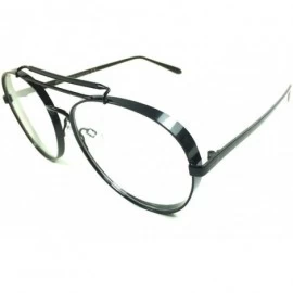 Aviator Thick Bold Metal Frame Aviator Eyeglasses/Clear Lens Sunglasses - Black - CU1849XM22U $20.54