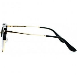 Cat Eye Hard Ribbon Half Rim Thick Cat Eye Circle Lens Chic Sunglasses - Black Silver Mirror - CG127A9UBF3 $10.47