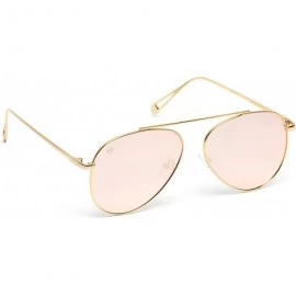 Oversized Top Wire Bridgeless Bar Modern Aviator Pilot Style Sunglasses - Gold Frame / Mirror Pink Lens - C6185IIKSXY $7.78