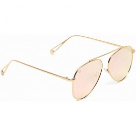 Oversized Top Wire Bridgeless Bar Modern Aviator Pilot Style Sunglasses - Gold Frame / Mirror Pink Lens - C6185IIKSXY $7.78