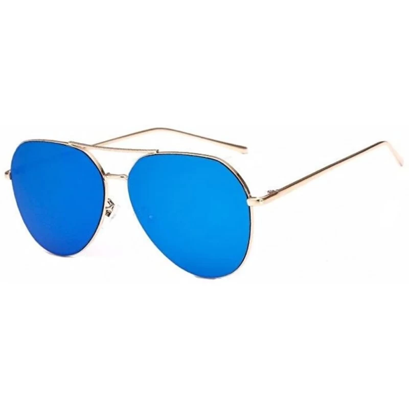 Goggle Women Pilot Mirror UV400 Sunglasses Aviation Metal Frame Sun Glasses - Blue - C818279Q8X9 $9.47