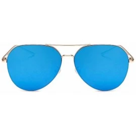 Goggle Women Pilot Mirror UV400 Sunglasses Aviation Metal Frame Sun Glasses - Blue - C818279Q8X9 $9.47
