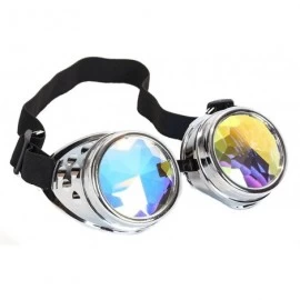 Aviator Kaleidoscope Goggles Sunglasses Cosplay Aviator Steampunk Cyber Ravers - Silver - C312N22CR99 $20.71
