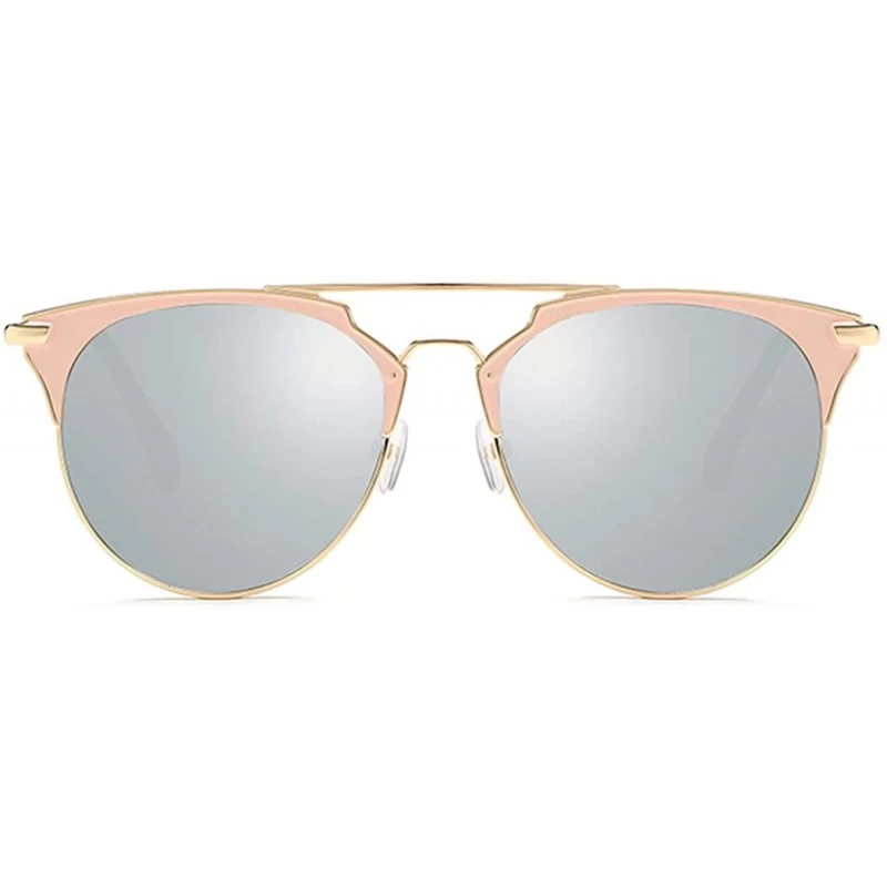 Round Fashion Small Metal Frame Round Aviator Sunglasses Flat Mirrored Lens - Silver Mirrored Gold Frame - C218S7M42H0 $13.54