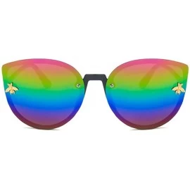 Oval Unisex Sunglasses Retro Bright Black Grey Drive Holiday Oval Non-Polarized UV400 - Bright Black Purple - CB18RKGUSWT $18.87