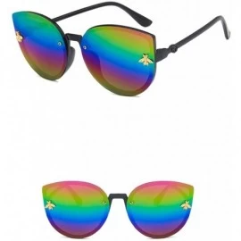 Oval Unisex Sunglasses Retro Bright Black Grey Drive Holiday Oval Non-Polarized UV400 - Bright Black Purple - CB18RKGUSWT $8.09