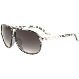 Aviator Curved Plastic Frame Metal Temple Modern Aviator Sunglasses - Smoke Demi - CN199H20OG6 $40.85