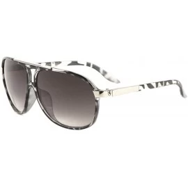 Aviator Curved Plastic Frame Metal Temple Modern Aviator Sunglasses - Smoke Demi - CN199H20OG6 $14.09