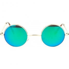 Round Retro Extra Small Round Circle mirrored Lens 70s Groovy Hippie Sunglasses - Gold Green - CI11T6F80HH $8.25