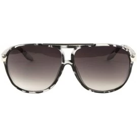 Aviator Curved Plastic Frame Metal Temple Modern Aviator Sunglasses - Smoke Demi - CN199H20OG6 $35.68