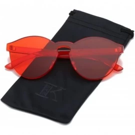 Oversized Fashion Party Rimless Sunglasses Transparent Candy Color Eyewear LK1737 - Red - C6186X84HK7 $19.70