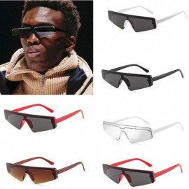 Round UV Protection Sunglasses for Women Men Semi-rimless frame Cat-Eye Shaped Plastic Lens and Frame Sunglass - Black - CG19...