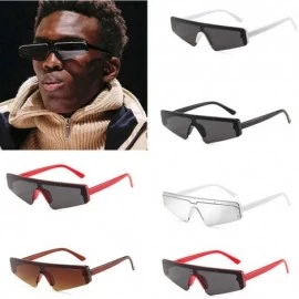 Round UV Protection Sunglasses for Women Men Semi-rimless frame Cat-Eye Shaped Plastic Lens and Frame Sunglass - Black - CG19...