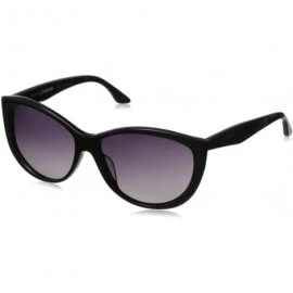 Sport Women's Fashionable HTG1021 C1 Polarized Round Sunglasses - Shiny Black - C611OCMV0M1 $46.76
