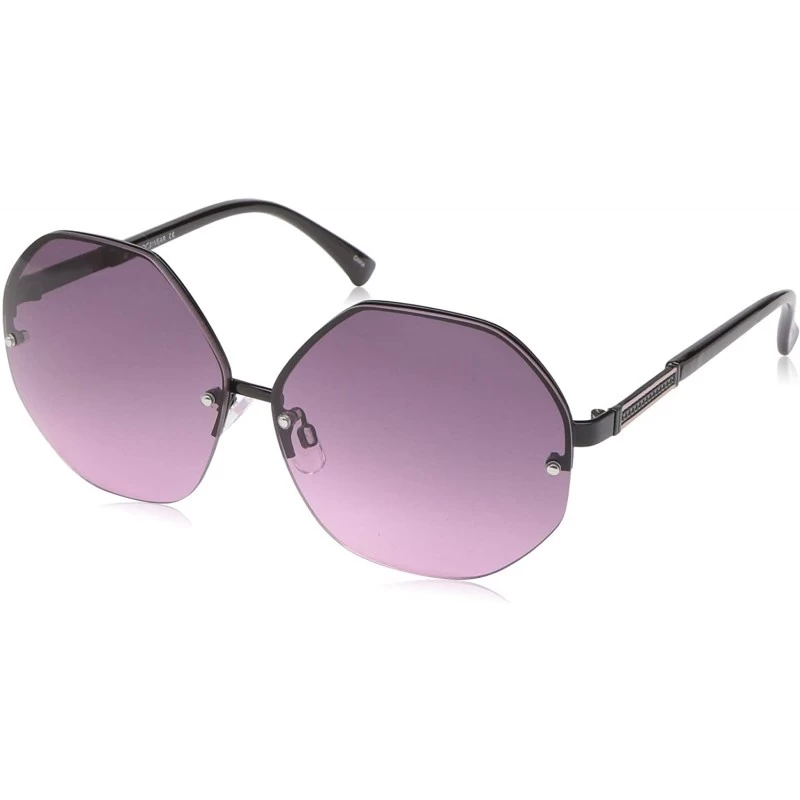 Square R3268 Semi Rimless Sunglasses Protection - Black - CA18O39OLK5 $20.94
