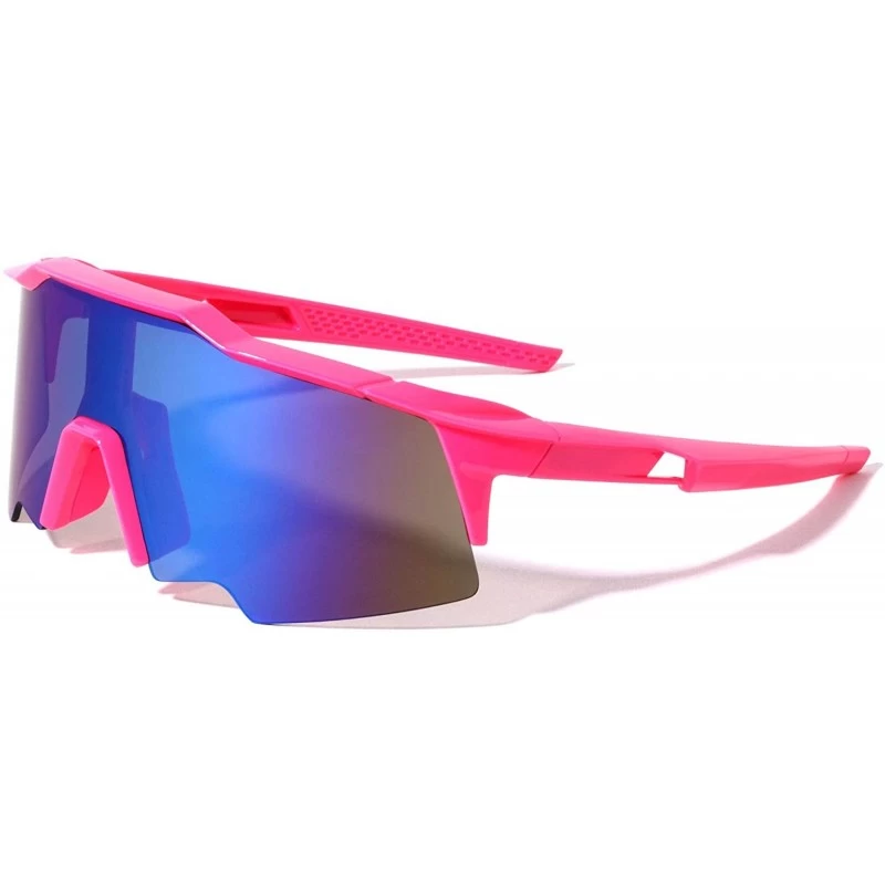 Rimless Sports Shield Fashion Color Sunglasses - Pink - CF196IN2K6Z $12.44