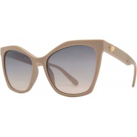 Round Womens Cateye Sunglasses with Heart Accent - UV Protection - Taupe + Light Gradient - C618WAZSLEZ $28.73