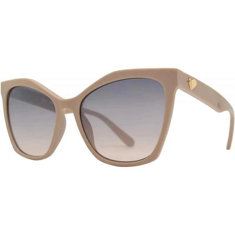 Round Womens Cateye Sunglasses with Heart Accent - UV Protection - Taupe + Light Gradient - C618WAZSLEZ $10.94