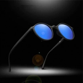 Aviator Night Vision Polarized Sunglasses Men Women Round Goggles Glasses Blue Multi - Gray - CR18Y3MUIHT $7.36
