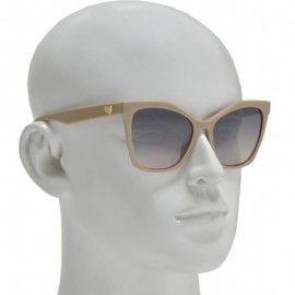 Round Womens Cateye Sunglasses with Heart Accent - UV Protection - Taupe + Light Gradient - C618WAZSLEZ $10.94