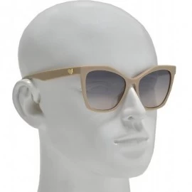 Round Womens Cateye Sunglasses with Heart Accent - UV Protection - Taupe + Light Gradient - C618WAZSLEZ $25.99