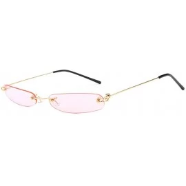 Rimless Super Small Fashion Chic Rimless Sunglasses 2018 Design HD Candy Color Clear Lens - Pink - CU18RLA7N27 $14.87