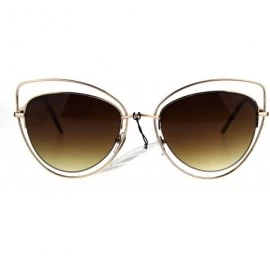 Cat Eye Womens Oceanic Gradient Oversize Double Rim Goth Cat Eye Sunglasses - Gold Brown - C2185UWMNEA $13.70