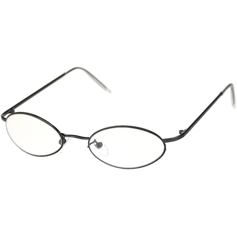 Oval Pimp Small Oval Lens Hippie Metal Rim 90s Sunglasses - Gunmetal Clear - CT18RU8GTYL $8.11