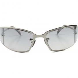Rectangular Retro Futuristic Light Tint Lens Vintage Wrap Rectangle Sunglasses - Silver & Light Gray - CJ18T2892Z5 $14.25