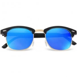 Oval Rimless Sunglasses Men/Women Polarized Half Frame style/Lightweight/UV Protection - Black Frame/Ice Blue Lens - C6194RAI...