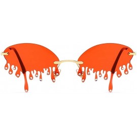 Rimless Rimless Retro Batman Vintage Fashion Style Sunglasses Steampunk Eyewear - Crystal Red Drop - C0199XGACGN $15.68