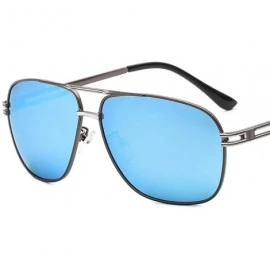 Oval Polarized sunglasses men's outdoor fishing mirror driving frog mirror trend metal sunglasses - CJ190MZW3LM $60.08