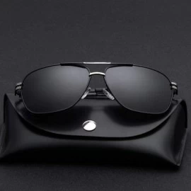 Oval Polarized sunglasses men's outdoor fishing mirror driving frog mirror trend metal sunglasses - CJ190MZW3LM $29.63